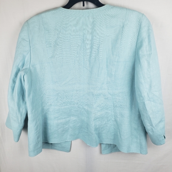 Talbot's Linen Blue Open Front Blazer With Pockets Sz 10 - Picture 7 of 10